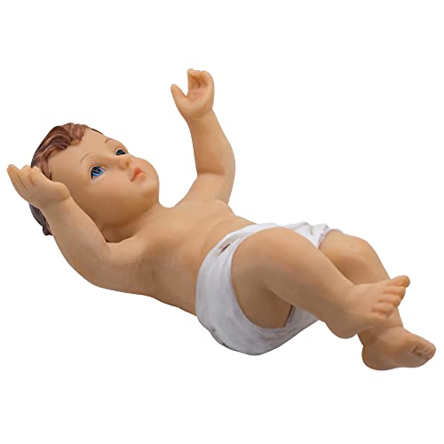 Baby Jesus Nativity Figurine | Painted Christ Child | Add to Manger or Creche Scene | Great Christian Home and Church Décor for Christmas Season | 12", 8", 6" or 4.5" Long (8" Jesus) - style: 8" Jesus