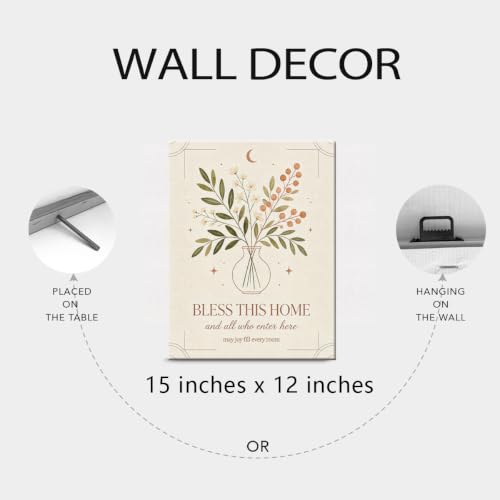 BEASTZHENG Bless This Home Floral Canvas Wall Art Farmhouse Room Accent - color: Bless this home