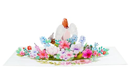 Guardian Angel Sympathy Cards with Envelopes, 3D Get Well Pop Up Cards for Women, Funeral Bereavement Memorial Christmas With Angel (6x8in Pray Angel) - color: Easter Angel