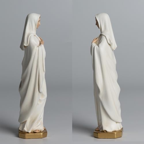 BC Catholic Immaculate Heart of Mary Figure, 6" H Blessed Holy Mother Virgin Mary Statue Indoor, Religious Gifts, Handpainted Renaissance Sculpture Purity & Grace Collection by Buildclassic - color: Gold&white Immaculate Heart