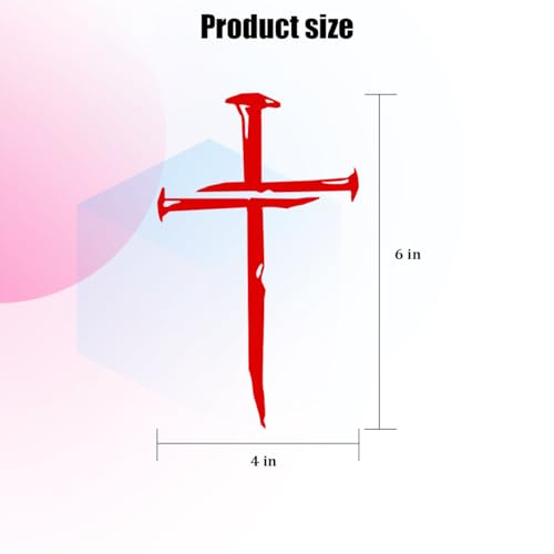 Cross of Nails Car Sticker, Christian Sign Cross Waterproof Vehicle Bumper Decal, Jesus Religious Removable Automotive Body Window Sticker Decoration Accessories, Universal Fit (Red) - color: Red