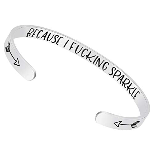 Fesciory Inspirational Bracelets for Women, Stainless Steel Cuff Bangle - color: Silver-22