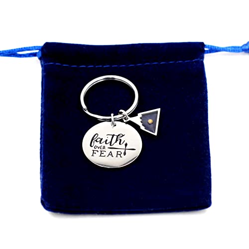 Uloveido Stainless Steel Faith Cross Keychain & Jesus Loves Me Christian Keyring Mustard Seed Charms Religious Jewelry - style: Faith Over Fear-triangle