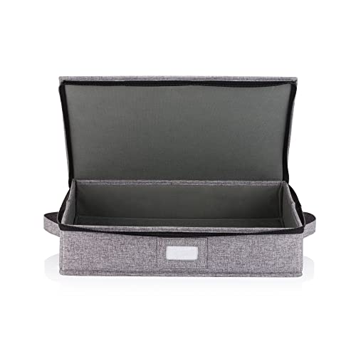 Platter Storage Case - Hard Shell and Stackable with Padded Interior - Fits 4 Serving Platters - 3 Large Felt Dividers Included - 17"W x 13"D x 4"H - China Storage Containers for Plates - style: Platter Storage