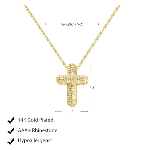 Luxval Cross Necklace for Women -Dainty 14K Gold Plated Cross Necklace Layered Gold Cross Necklace Cross Choker Necklace Gold Cross Necklaces for Women Trendy Gold Jewelry Gifts for Women - color: Gold-Bubble cross