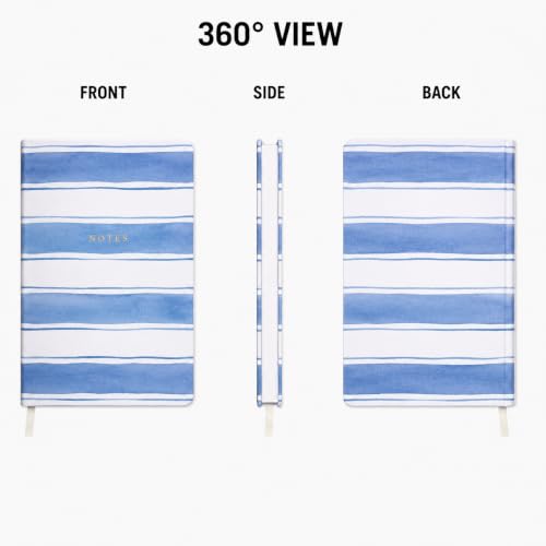 WORLD TRAVELER Large Lined Journal Notebook 256 Ruled White & Ivory Pages - color: Wide Stripes