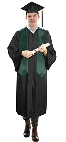Plain Graduation Stole Sash 60 Inch Unisex Adults Solid - color: Forest Green Stole