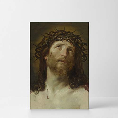Smile Art Design Head of Christ Crowned with Thorns by Guido Reni Reproduction Canvas Wall Decor Print Jesus Christ Religious Family Room Home Decor Wall Art Christian Ready to Hang - 12x8 - color: Christian Canvas V25, size: 12"L x 8"W
