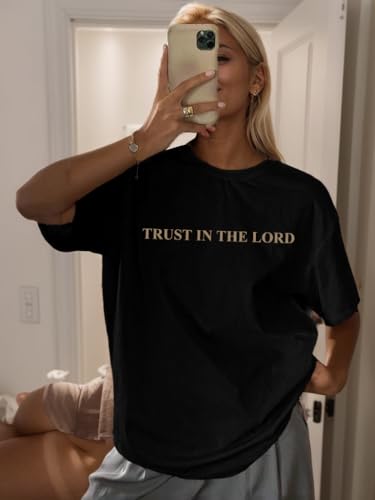 YHHR Jesus Shirts for Women Oversized Christian T Shirts Saying Tee - color: Black, size: XX-Large