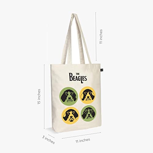 Ecoright Tote Bag for Women with Zipper, Small Tote Bag, Canvas Bag, Reusable Cotton Bag for Beach, Grocery, School & Work - color: The Beagles