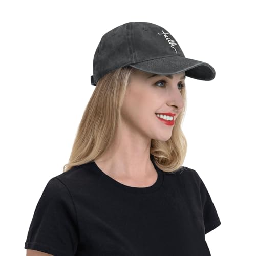 Embroidered Baseball Cap Christian Hat for Men Women - color: Black, style: Faith