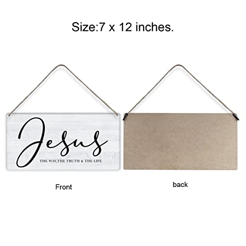 Bible Verse Home Wall Décor Jesus the Way Truth Life Wood Signs Rustic Hanging Wall Plaque Wooden Christian Religious Sign