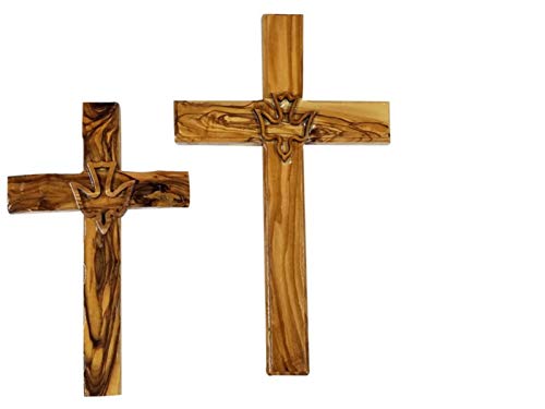 Bethlehem Gifts TM Handcarved from Bethlehem Olive Wood Cross Crucifix (Dove, 6") - color: Dove, size: 6"L x 6"W