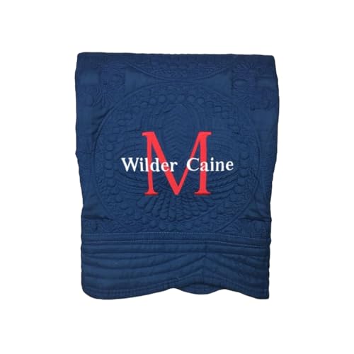 Personalized Baby Blanket – Custom Name, Monogram & Birth Stats, Soft Cotton Heirloom Quilt Keepsake, Unique Baby Gift for Boys & Girls (Name with Large Letter) - color: Name With Large Letter