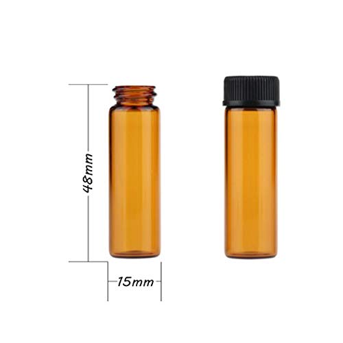 12 Pack Set Brown Screw Cap Glass Bottle Small Mini Empty Oil Amber Vial (5ml) - style: 5ML