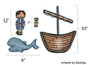 Story Time Felts Jonah & The Whale Felt Figures for Bible Flannel Felt Board Stories PRECUT