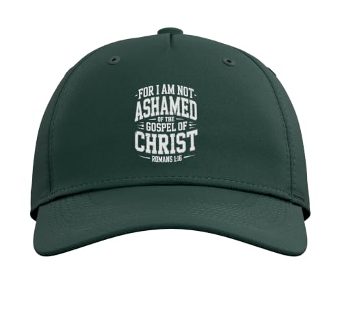 Not Ashamed Gospel Bible Verse God Jesus Christian Adjustable Baseball Hat - color: Dark Green