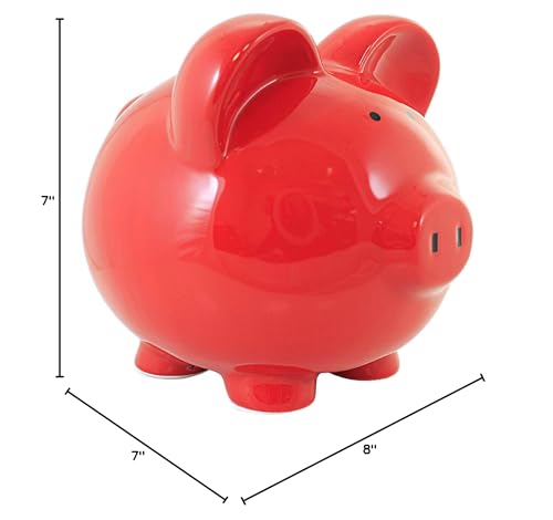 Child to Cherish Ceramic Piggy Bank, Red - color: Red