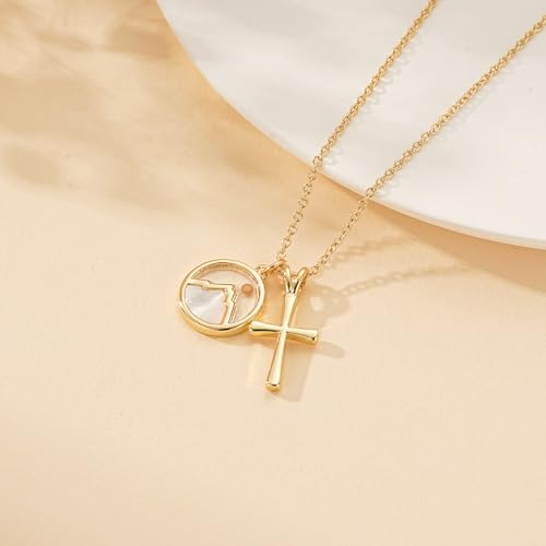 Mustard Seed Cross Necklace for Teen Girls Women, Moving Mountains Faith Christian Religious Birthday Jewelry Gifts - color: Gold