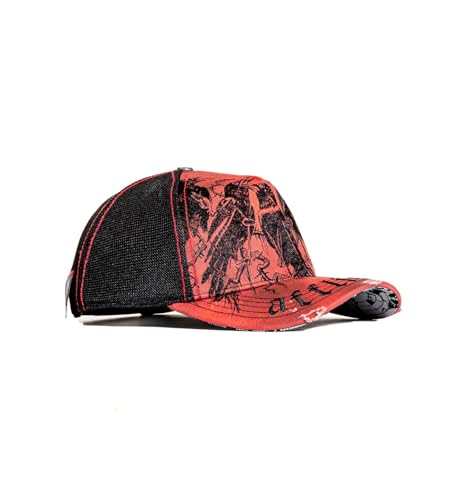 Affliction Men's Baseball Cap, Gothic Style, Embroidered Pattern - color: Dirty Red Potassium Spray (Crows)