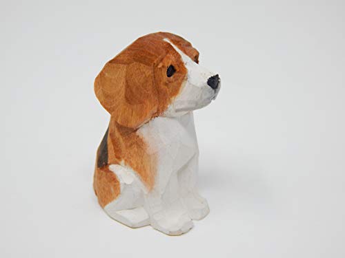 Selsela Hand-Carved Beagle Dog Figurine - Miniature Small Wooden Puppy Statue Carving, Handmade Home Decor Small Animals Pet Canine Hound for Home Decor & Collectibles - style: Beagle