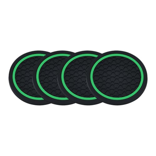 4PCS Car Cup Holder Coasters - 2.75 Inch Non-Slip Insert Water Bottle Holder Pads, Dustproof Automotive Interior Accessories Mat, Universal for Vehicles, Trucks, RVs (Green) - color: Green