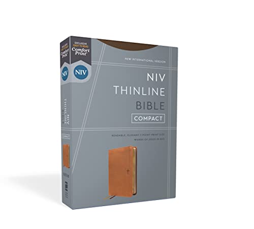 NIV, Thinline Bible, Compact, Leathersoft, Brown, Red Letter, Comfort Print