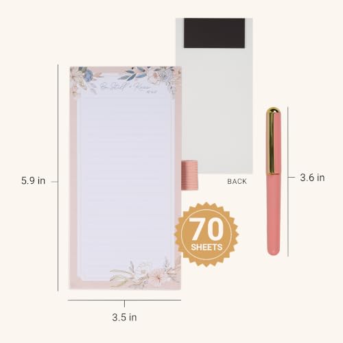 Christian Art Gifts Magnetic Notepad & Pen Set for Women, Be Still & Know - color: Soft Pink Floral/Be Still