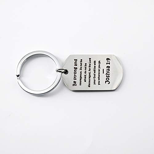 Hibetek Bible Verse Keychain for He Will Order His Angels to Protect You Keychain - color: Be Strong and Courageous