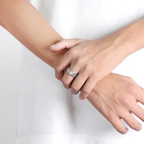 Uloveido Stainless Steel JESUS Cross Ring - Christian Faith Scripture Jewelry for Men - 8mm Comfort Fit Wedding Cross Band Durable Polished - color: Silver