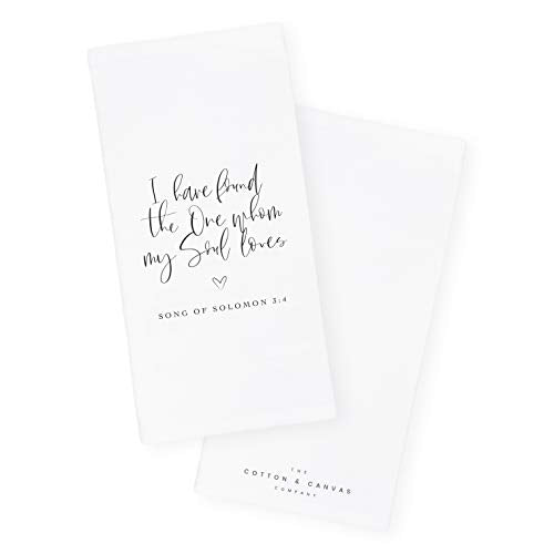 The Cotton & Canvas Co. I Have Found The One Whom My Soul Loves, Song of Solomon 3:4 Scripture, Bible, Religious, Soft and Absorbent Tea Towel, Flour Sack Towel and Dish Cloth