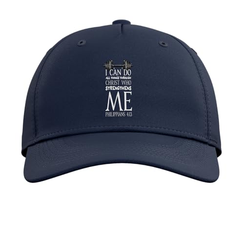 Can Do All Thing Through Christ Bible Verse Church Camp VBS Adjustable Baseball Hat - color: Navy Blue