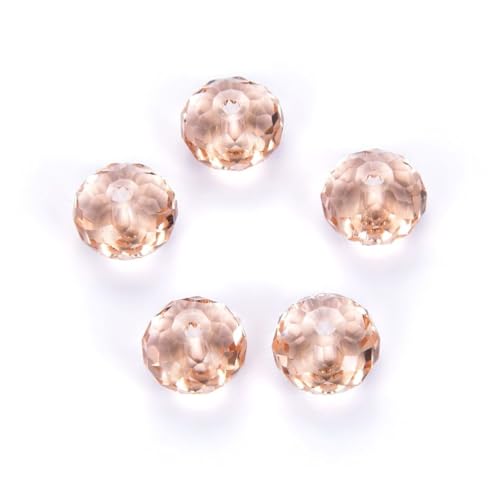 24pcs Adabele Austrian 6mm Faceted Rondelle Crystal Beads Lt. Peach Pink - color: Peach/Pink, size: 4mm x 6mm - 24pcs