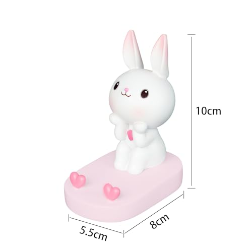 SIQITECHNO Cute Bunny Cell Phone Stand Holder Universal Resin Rabbit Smartphone Stand Desktop Phone Holder Funny Animal Statue Mobile Phones Tablet Stands Creative Desk Ornament for Home Office Desk - color: Sit