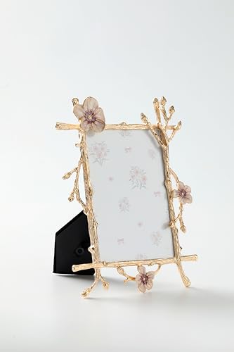 Gold Frame,golden branches Textured Picture Frame,Vertical Display,Tabletop & Wall Display,Perfect for Home Decor,Commemorate Wedding and Graduation,Art,1-Pack (Gold-Pink, 4 * 6inch) - color: Gold-Pink, size: 4*6inch
