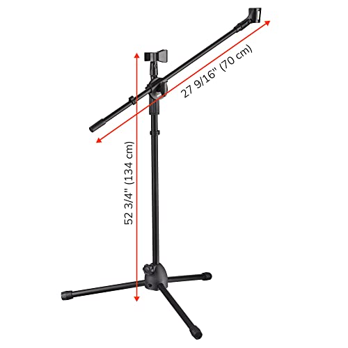 AW 12 Packs Microphone Boom Arm Stand Dual Mic Clips Adjustable Tripod - color: Black-2 Mic Clips+Phone Holder, size: 12 pcs