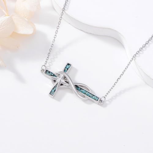 925 Sterling Silver Cross Necklace for Women Religious Jewelry Christian Gifts for Mom Wife Her - color: White-16