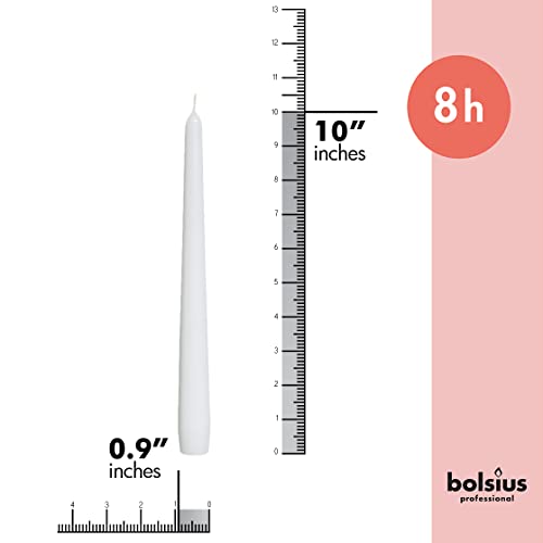 BOLSIUS Long Household White Taper Candles - 10-inch Unscented Premium Quality Wax - 8 Hours Long Burning Dripless Candles Bulk Pack of 60 for Home Decor, Wedding, Parties and Special Occasions - color: White, size: 60 Count