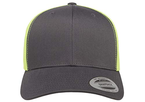 Yupoong Yp Classics Retro Trucker Cap - color: Charcoal/Neon Green, size: One Size, style: Single