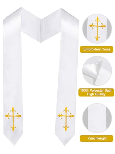 Graduation Cross Stole Church Choir Costume for Men & Women, Clergy Stole for Christmas, Halloween Role Play, 70"