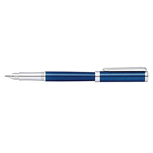 Sheaffer Intensity Engraved Translucent Blue Fountain Pen with Chrome Cap, Trim, and Medium Nib - color: Engraved Translucent Blue, style: Fountain Pen, Medium Nib
