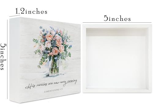 Lamentations 3:23 Bible Verse Wood Desk Decor, Christian Gifts for Women - color: White04