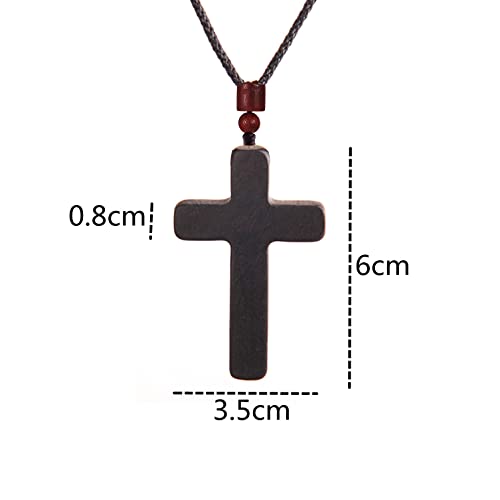 COLORFUL BLING Natural Wooden Catholic Rosaries Wood Crucifix Prayer Beads Pendant Necklace Prayer Jesus Religious Cross Rosary Necklace Handmade Jewelry - color: single black