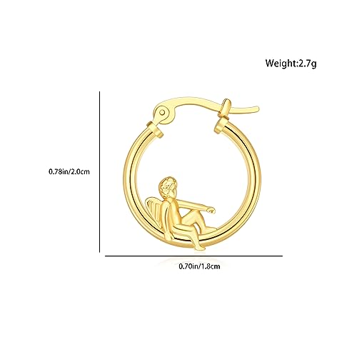 Angel Devil Mismatched Earrings for Women 14K Gold Plated Copper Angel Devil Hoop Earrings - color: 3