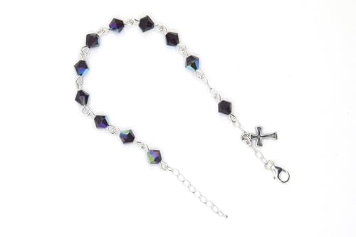 Catholic Communion Rosary Bracelet Created with Swarovski® Crystals, Glass - color: Garnet - January