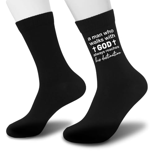 Christian Socks for Men Biblical Gifts for Dads Grandpa Husband - color: Black