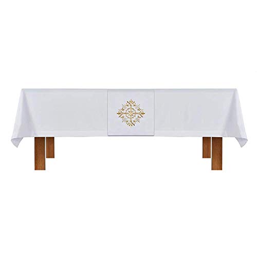 Christian Brands J0943WHT Altar Frontal and Holy Trinity Cross Overlay Cloth, Set of 2