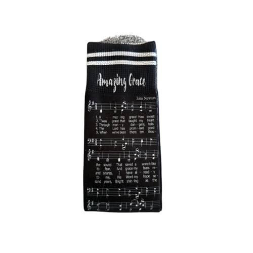 Bible Verse Socks for Men, Christian Scripture Crew Socks, Faith Gift - color: Amazing Grace Hymn