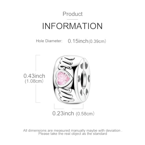 Clip Stopper Beads Fit For Pandora Bracelet, Spacer Charms For Bracelets - color: Mom Charm-2Pack
