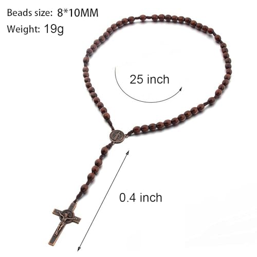 Rosary Beads Catholic - Handmade Wooden Rosaries, Wooden Bead Rosary Necklace, Metal Cross For Catholic Or Christian Gift - color: brown 1